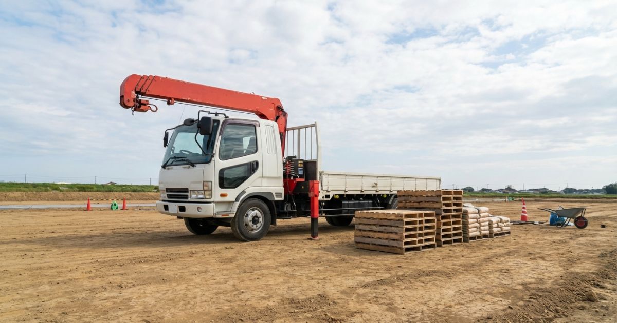 2tユニックの選定と判断を総合的にイメージできる現場写真