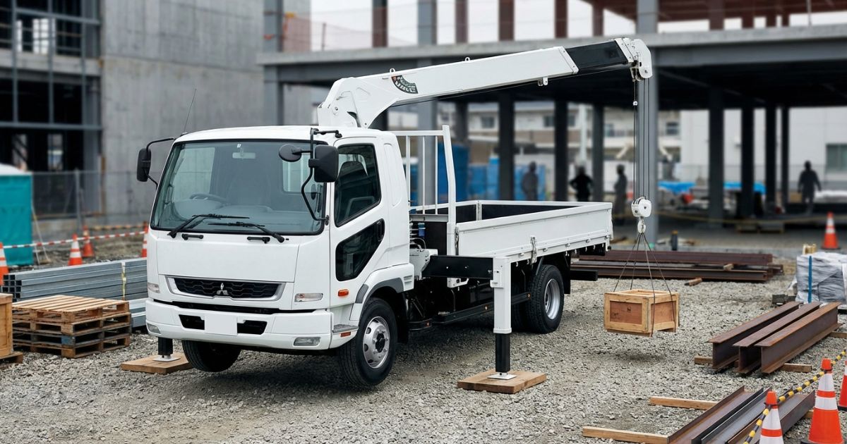 3tユニックが現場で作業準備をしている実在感のあるイメージ写真