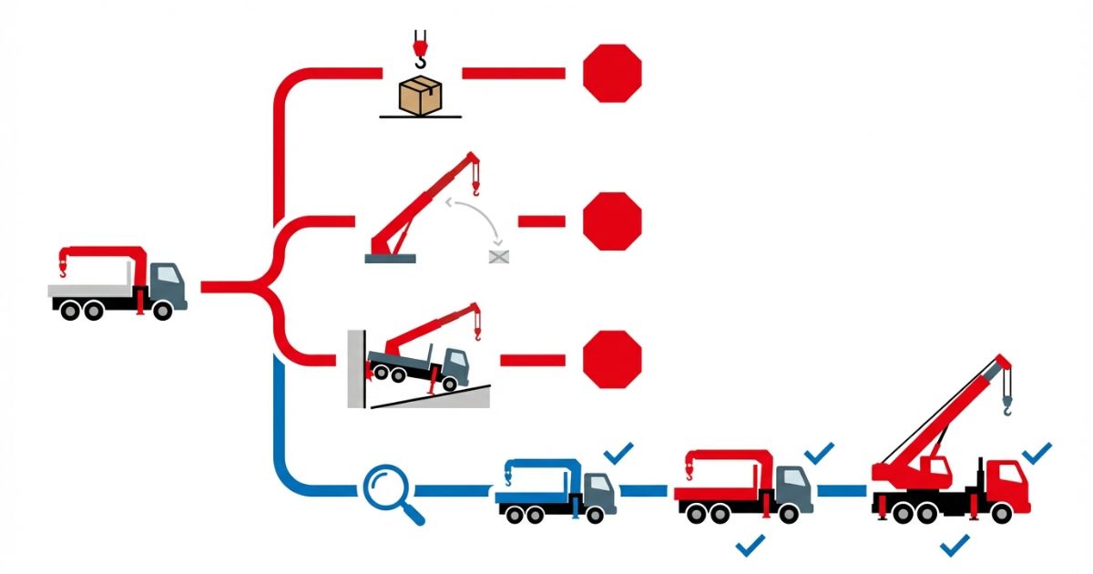 2tで起きる不足原因を誤ると作業停止につながる分岐を示す文字なし図解