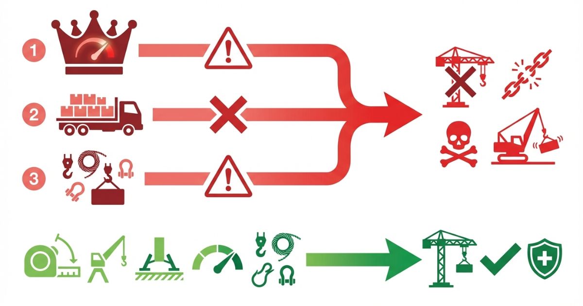 最大値だけで判断や積載と吊りの混同や付属品見落としで当日NGになるリスク分岐の図解
