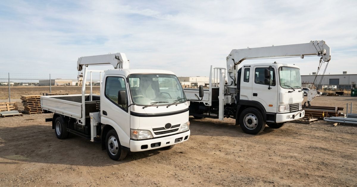 2tユニックと3tユニックを比較検討している現場イメージ写真