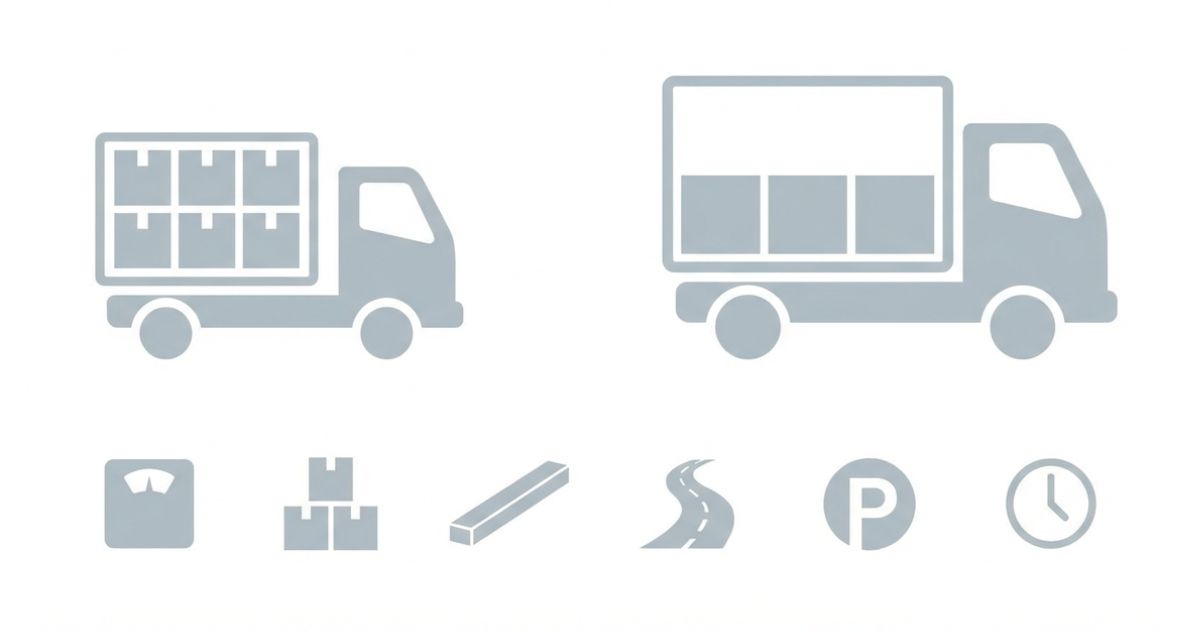 2トンか3トンかを余裕と条件で選び分ける判断軸を示した文字なし図解