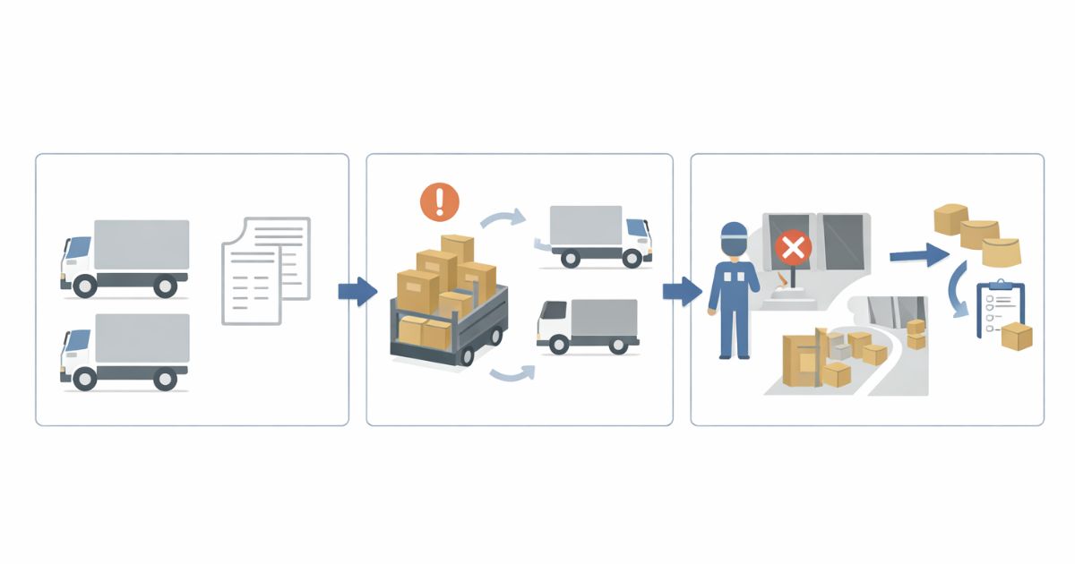 手配費用と再手配リスクを含めた総コストの考え方を示す比較図