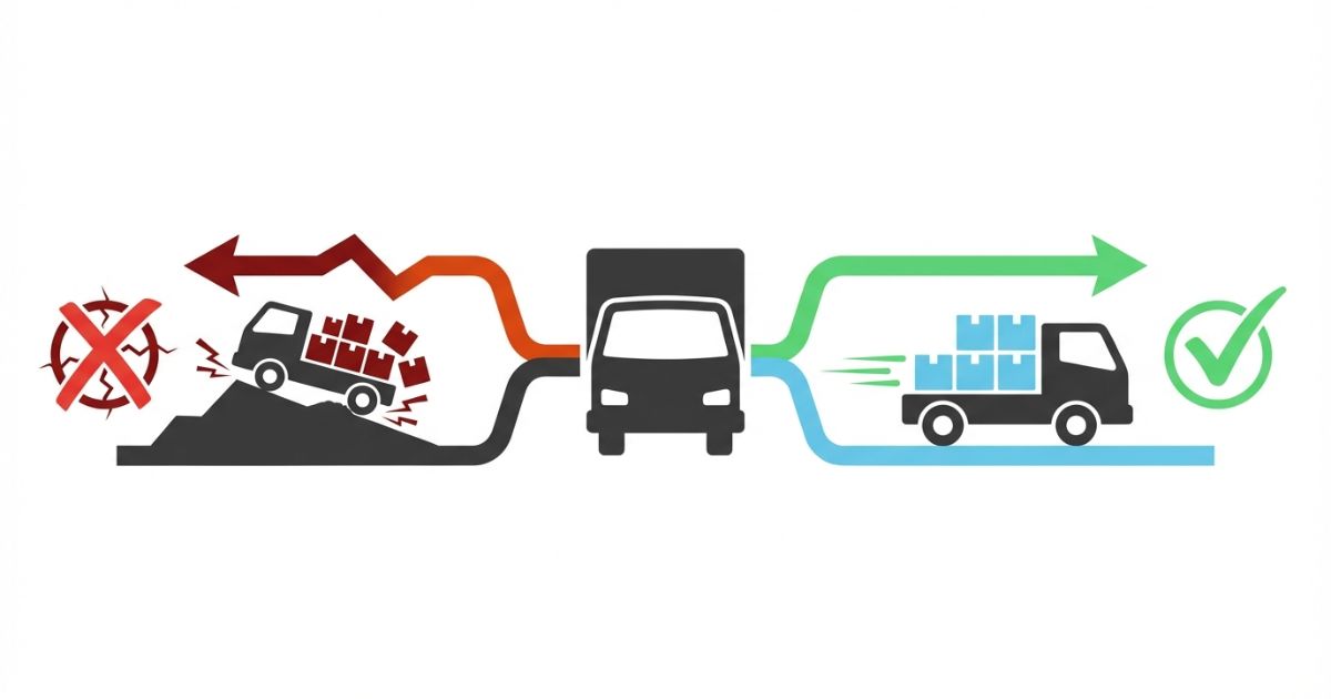 ATを過信した選定による失敗と回避の分岐を示した図解