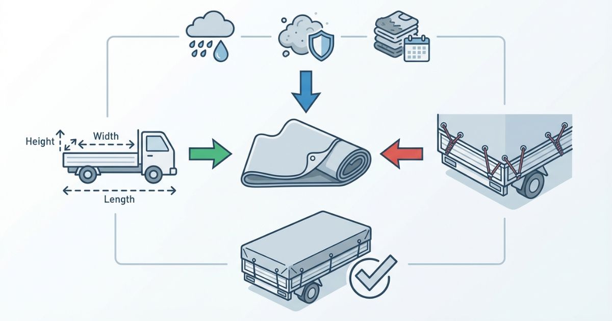 3トントラック荷台シートの選び方を用途・寸法・固定で整理した判断図