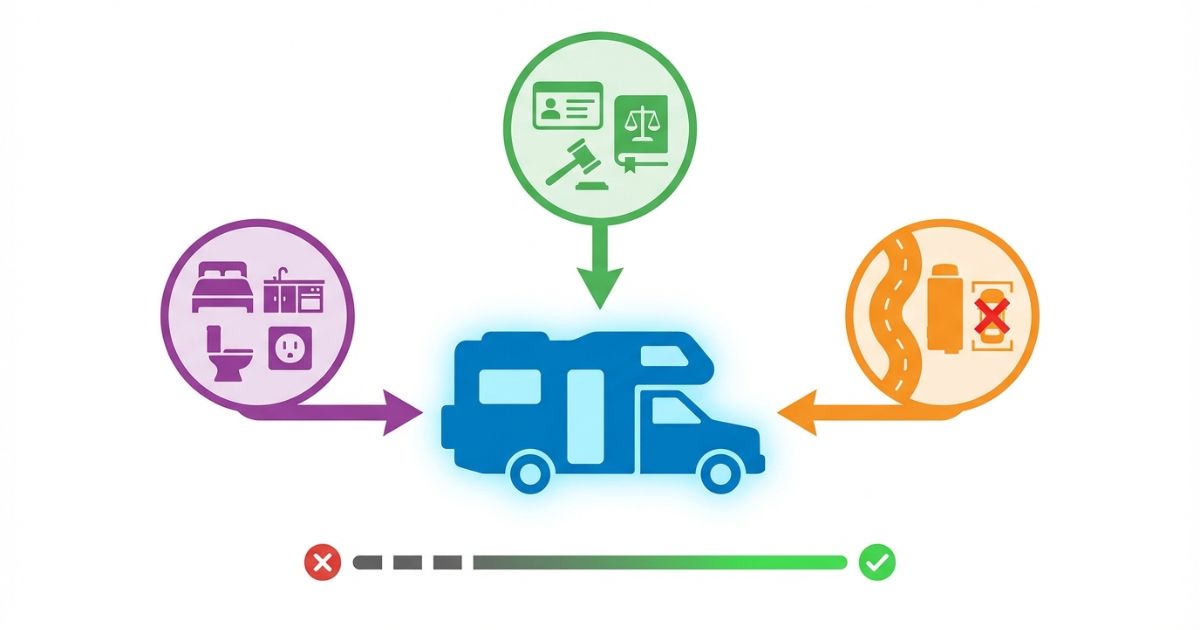 3tキャンピングカーで起きやすい失敗やリスクを示した文字なし図解
