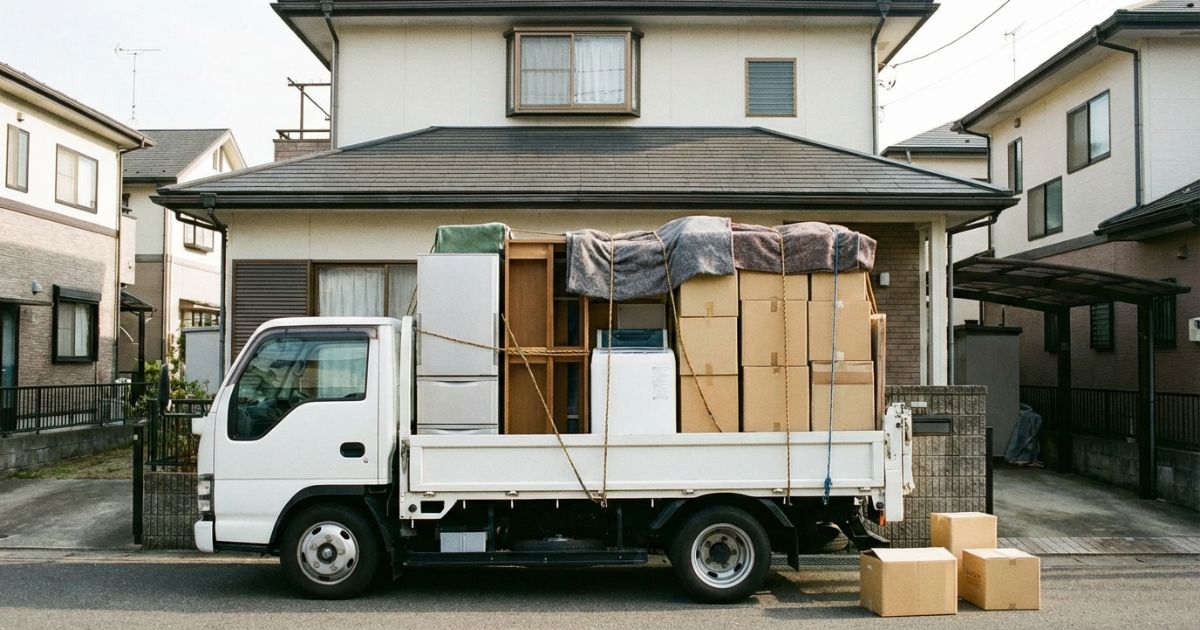 3トントラックで家族引っ越しを行う際の荷物量とサイズ感が伝わるイメージ