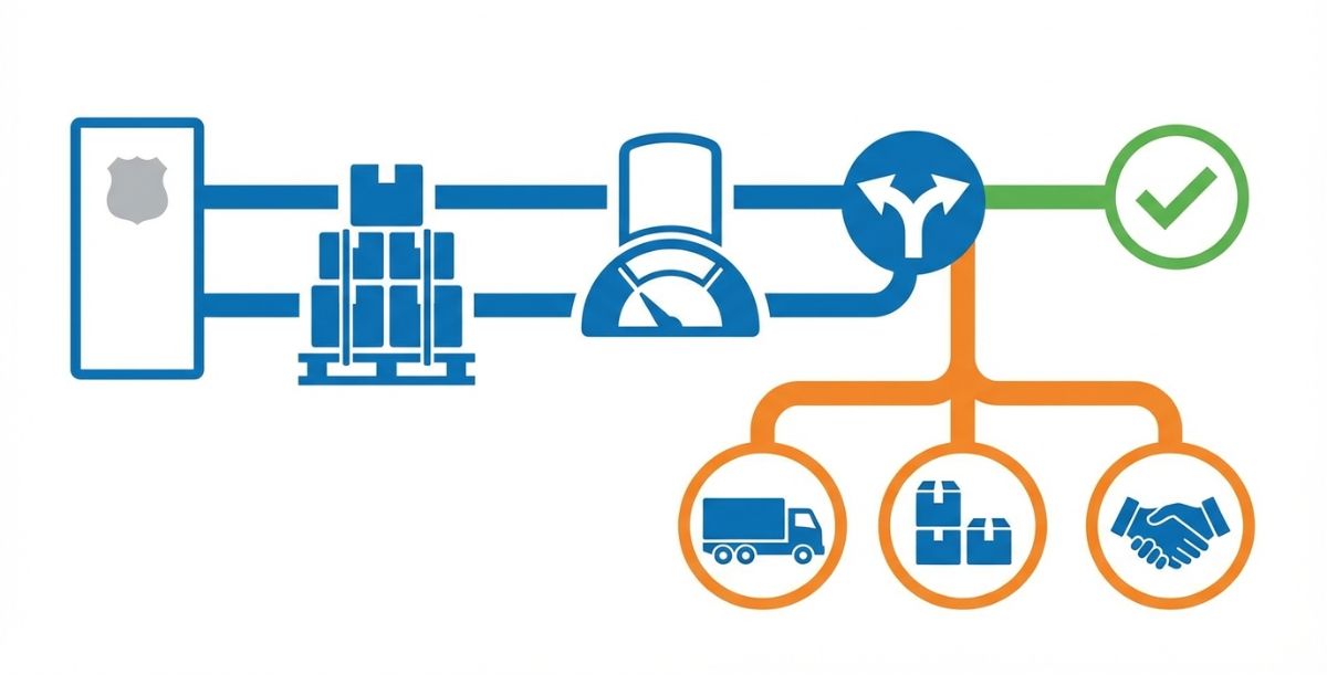 車検証の最大積載量を基準に荷物総重量と余裕を見て判断する流れの図解
