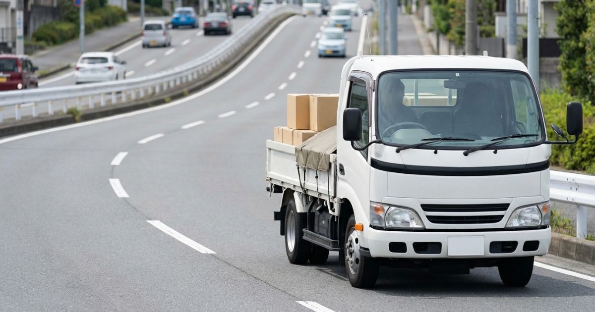 3トントラックが一定速度で走行する燃費イメージの写真