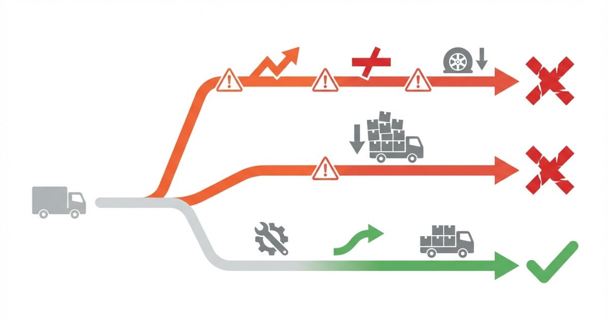 燃費が悪化する失敗パターンと回避の分岐を示す図解