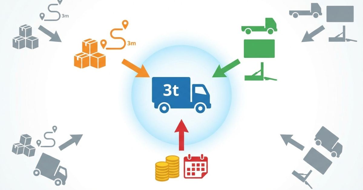 新車購入の妥当性を用途・仕様・総コストで判断する考え方を示した図解