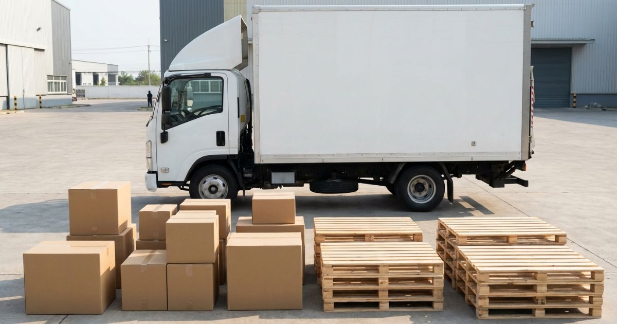 3トントラックの積載前に荷物を確認して過積載を避けるイメージ写真