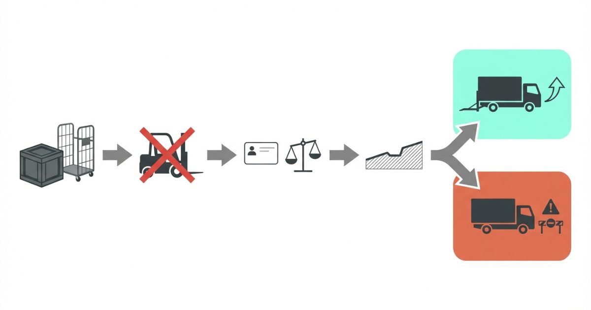 3トントラックのパワーゲートで荷物を安全に積み下ろししている様子