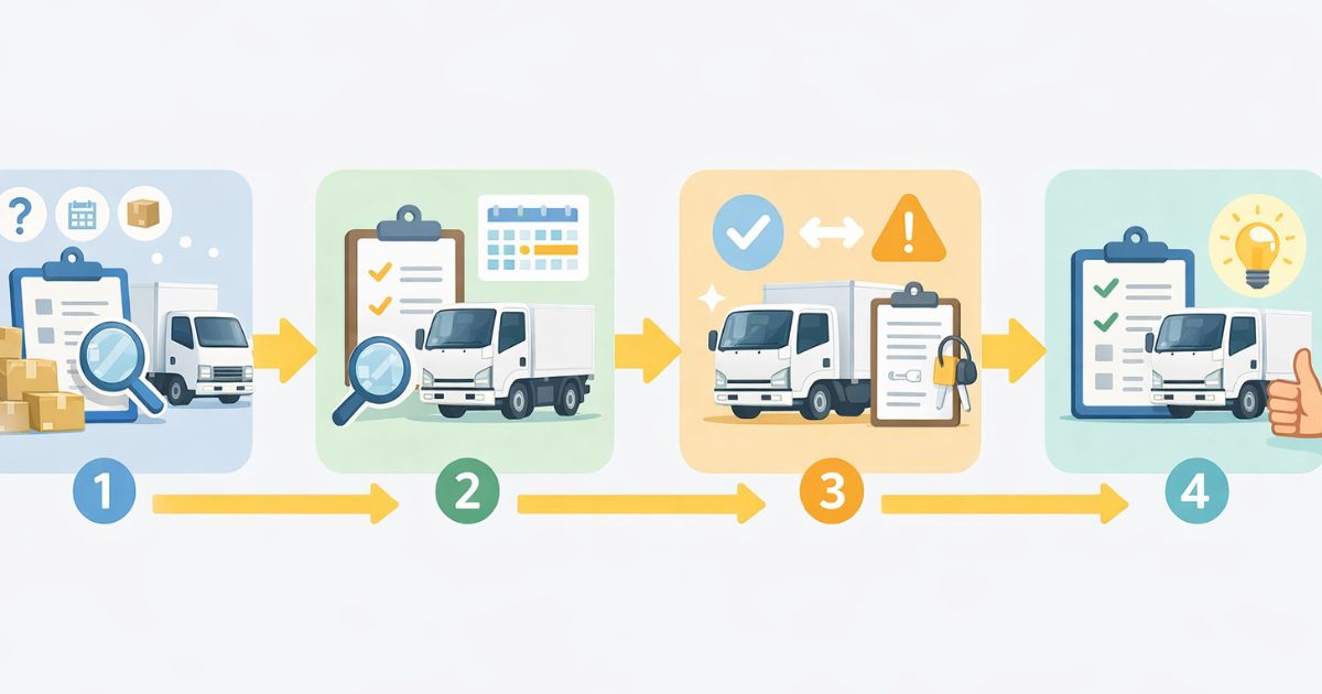 3トントラック導入判断の確認手順を整理した図解