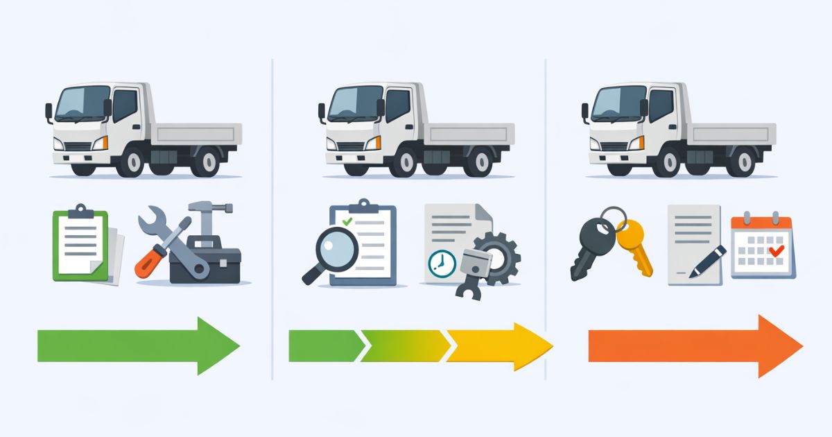 3トントラックの新車・中古・レンタルを比較する図解