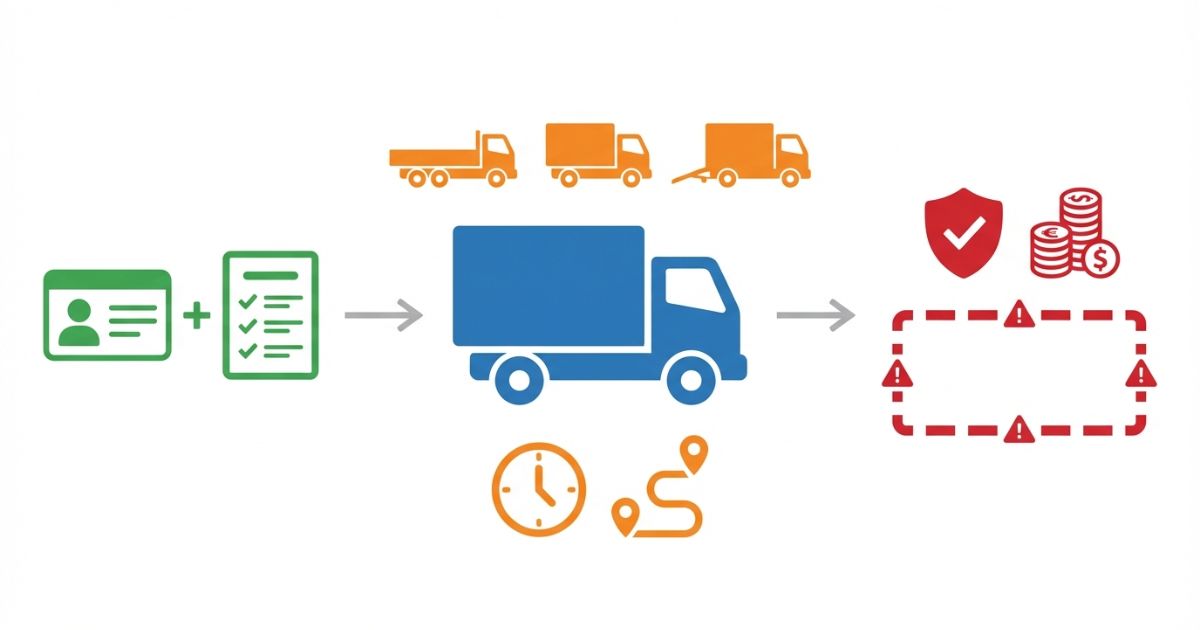 3トントラックのレンタカー予約前に確認する順番を示した図解