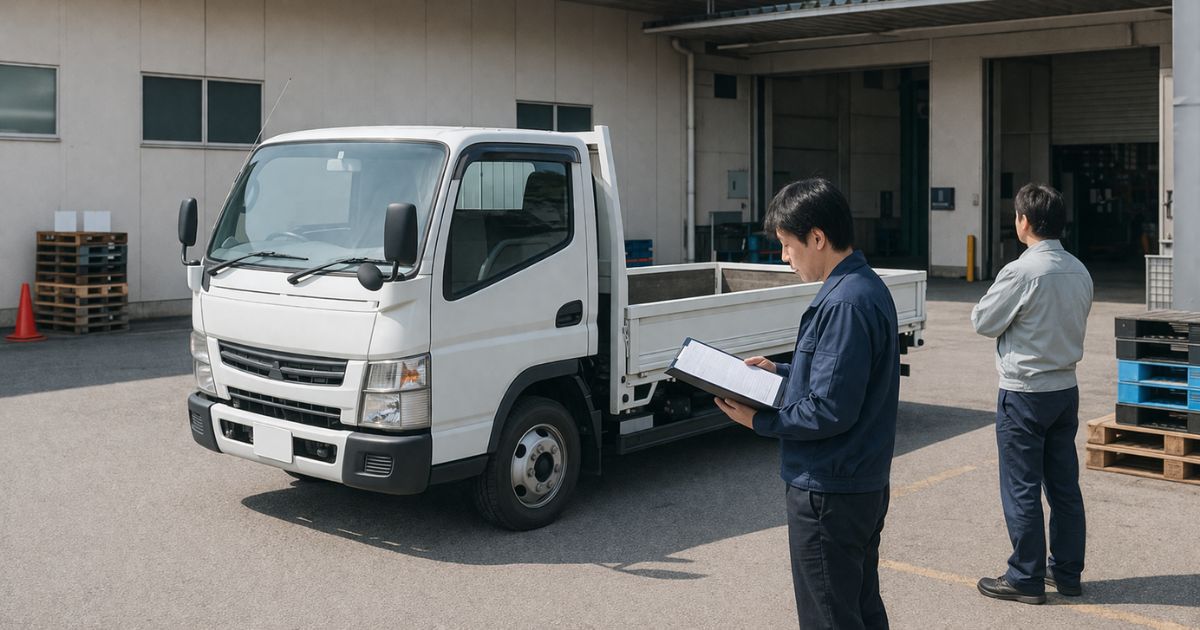 3トントラックの利用条件と見積資料を現場で確認しているイメージ