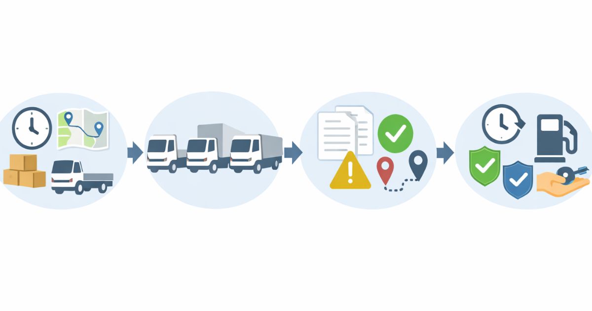 3トントラックの見積もり前に確認する流れを示した図解