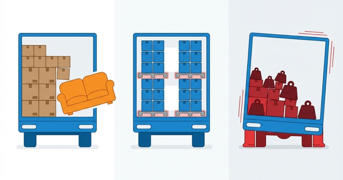立米は足りているのに積み切れない原因を示した文字なし図解