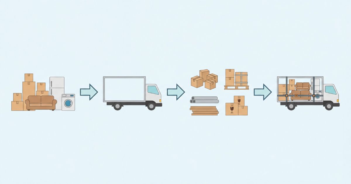 3トントラック手配前の確認手順を示したフロー図