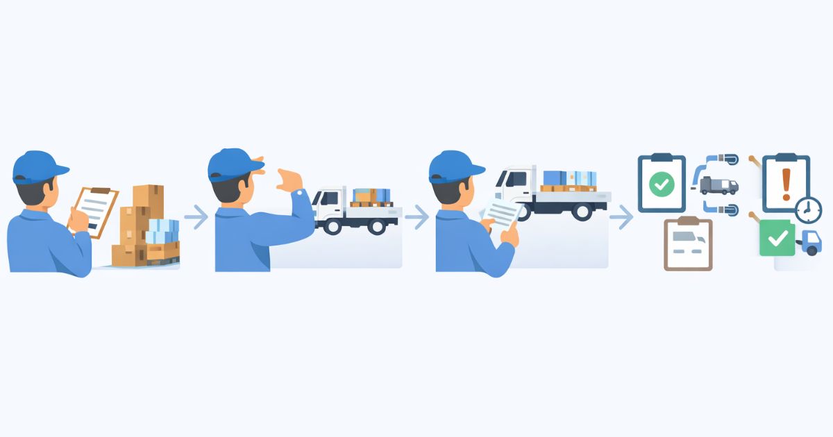 3トントラックの積載可否を確認する手順を示した図解