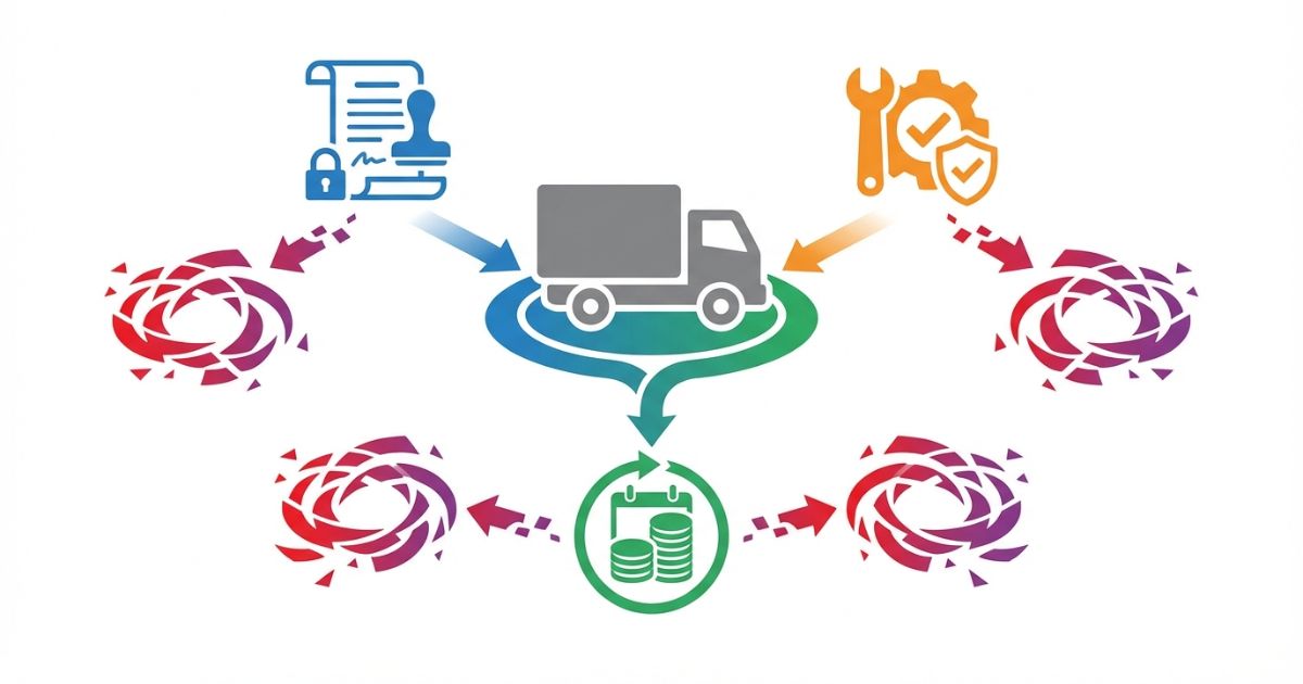 3トントラックの車検費用を内訳と点検頻度と年額換算で判断する考え方を示した図解