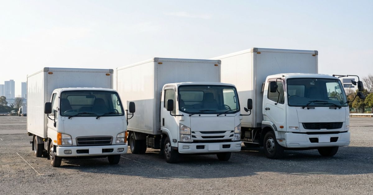 3トントラックの大きさが2tと4tの中間だと分かるサイズ感イメージ