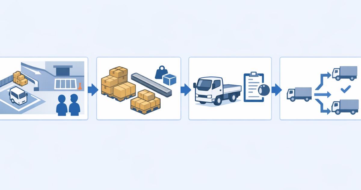 3トントラック手配前の確認手順を示すフロー図