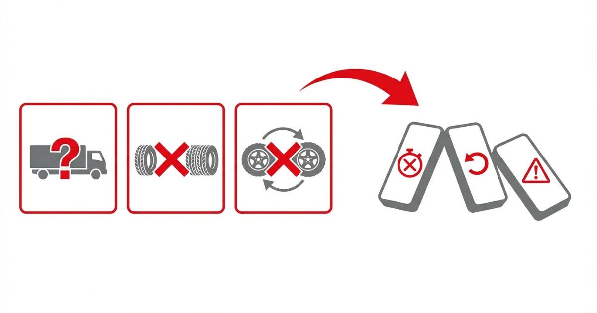3トントラックのタイヤサイズ選びで起きやすい失敗とリスクの図解