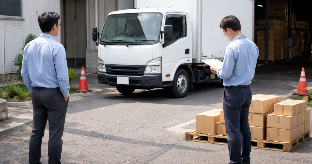 3トントラックの手配前に現場と荷物条件を確認している実務現場イメージ
