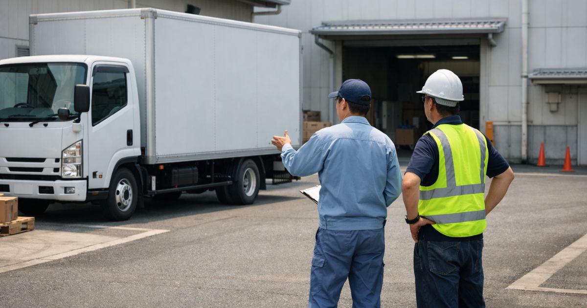 3トントラックの出発前に現場条件を確認している実務イメージ