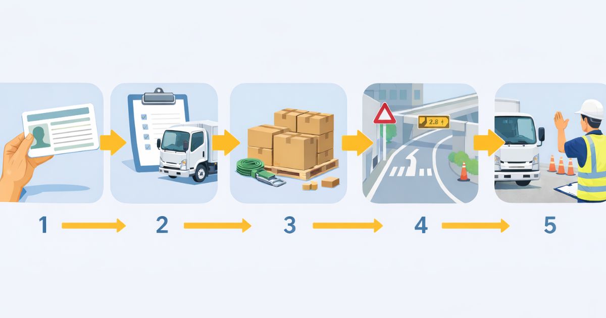 3トントラック運転前の安全確認手順を整理した図解