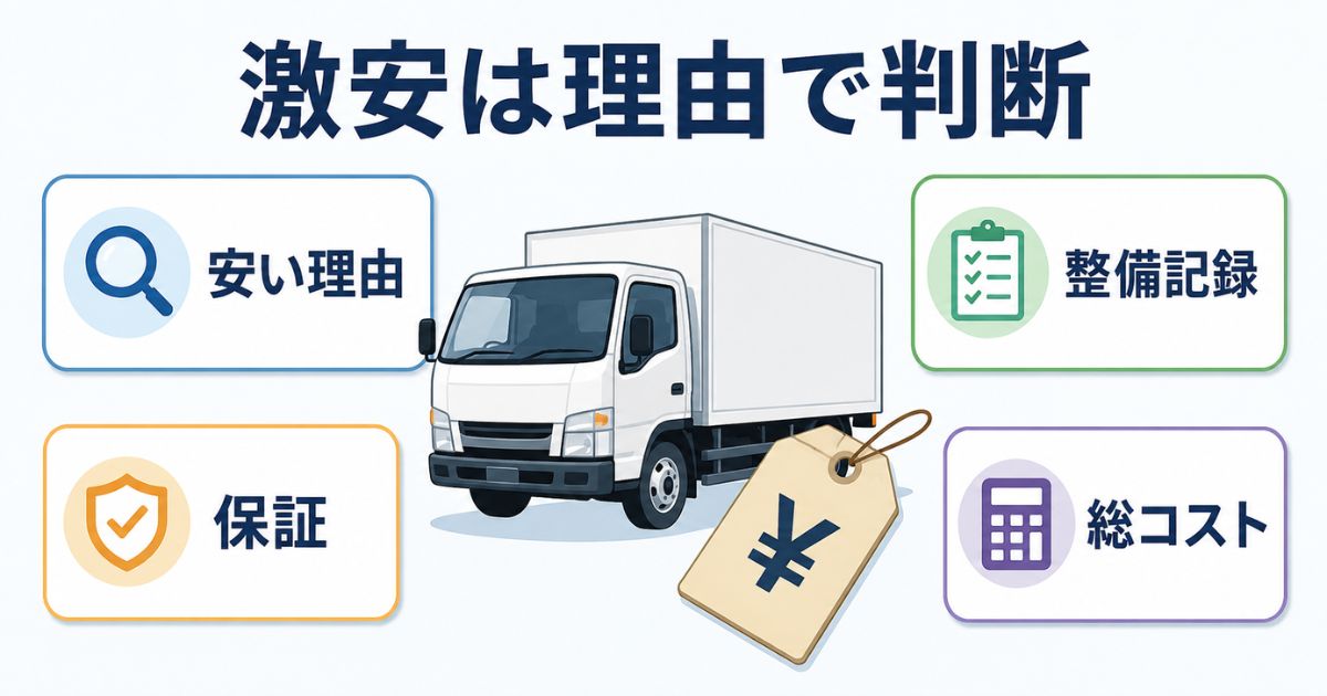 3トントラック中古激安を安い理由・整備記録・保証・総コストで判断する図解