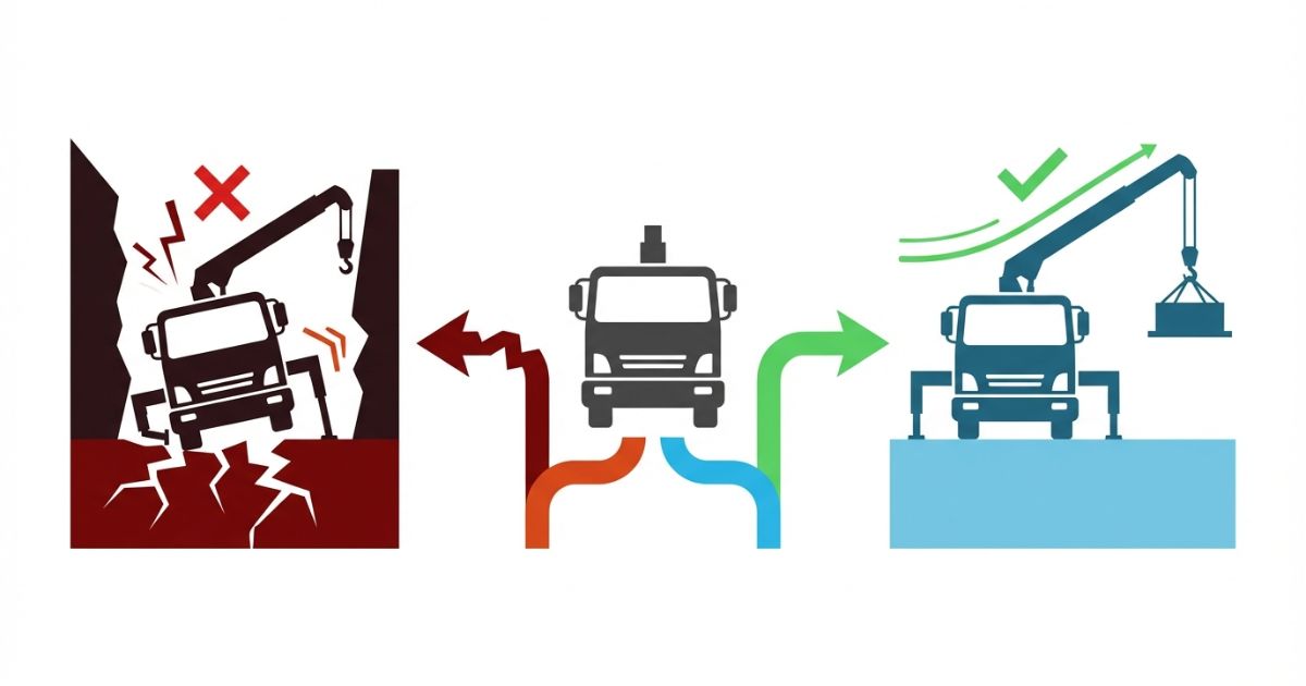 ユニック車選定を誤った場合の失敗と回避の分岐を示した図解