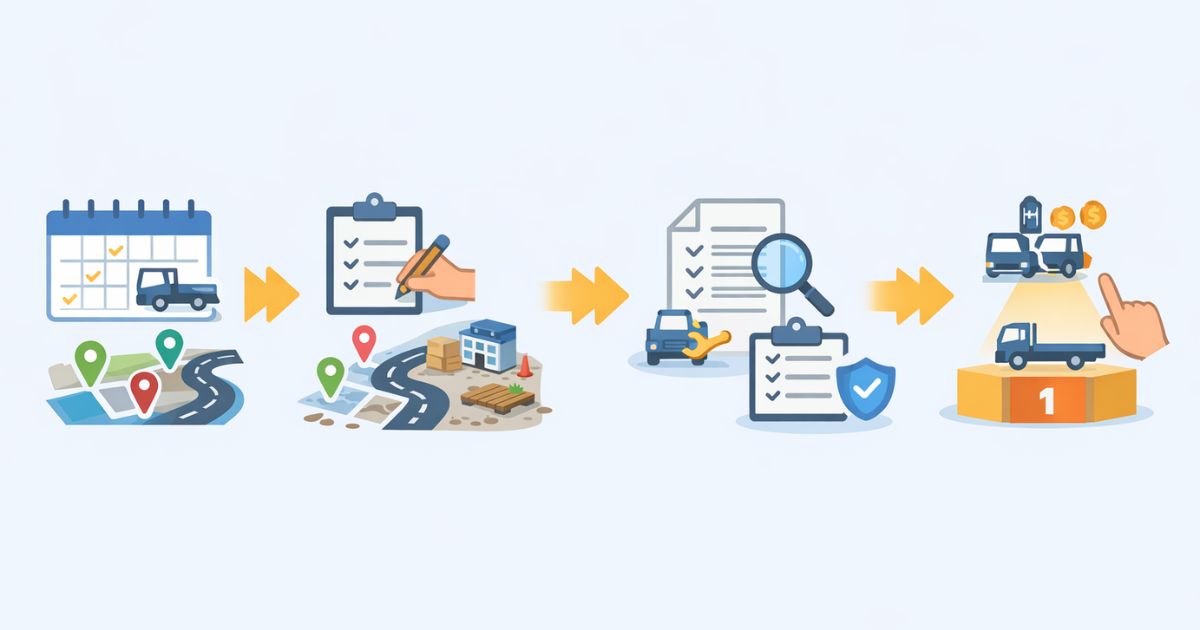 3tユニックのリース契約前に確認する実務フロー図