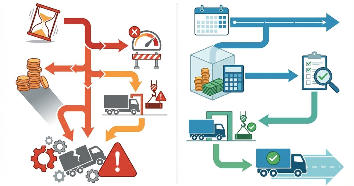 3tユニックのリースで起きやすい失敗と回避策を分岐で示した図解