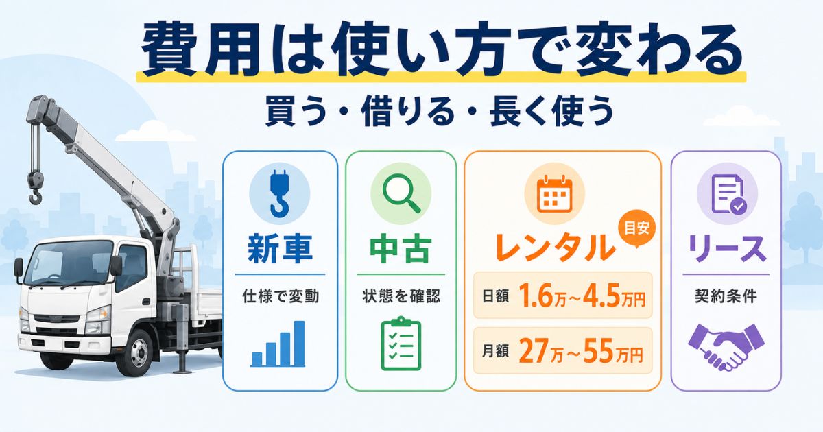 3tユニックの新車・中古・レンタル・リース費用判断を比較する図解