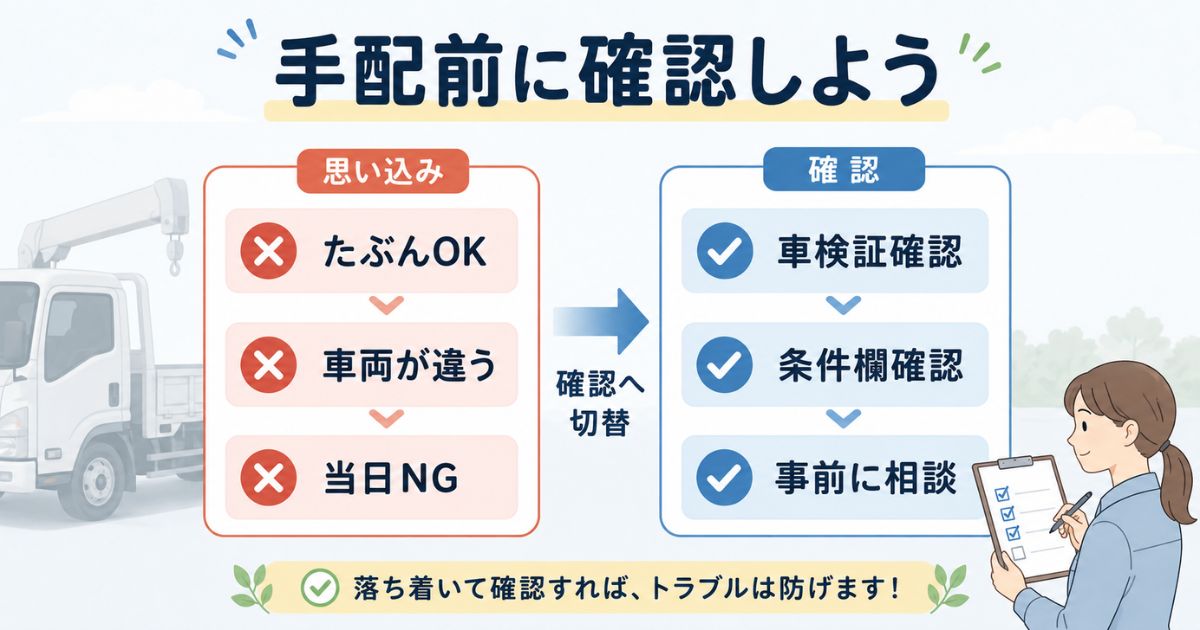 3tユニックの免許確認ミスで起きやすい当日トラブルを防ぐための確認図解