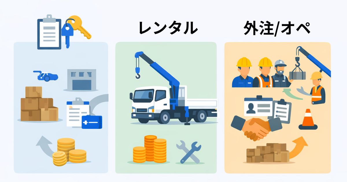レンタル・購入・外注の違いを整理した比較図