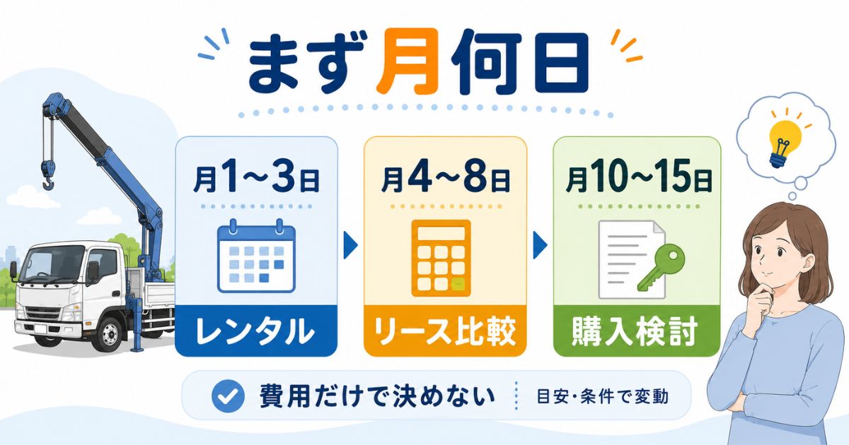 3tユニックで作業できるかを積める・吊れる・入れる・設置できるで確認する図解