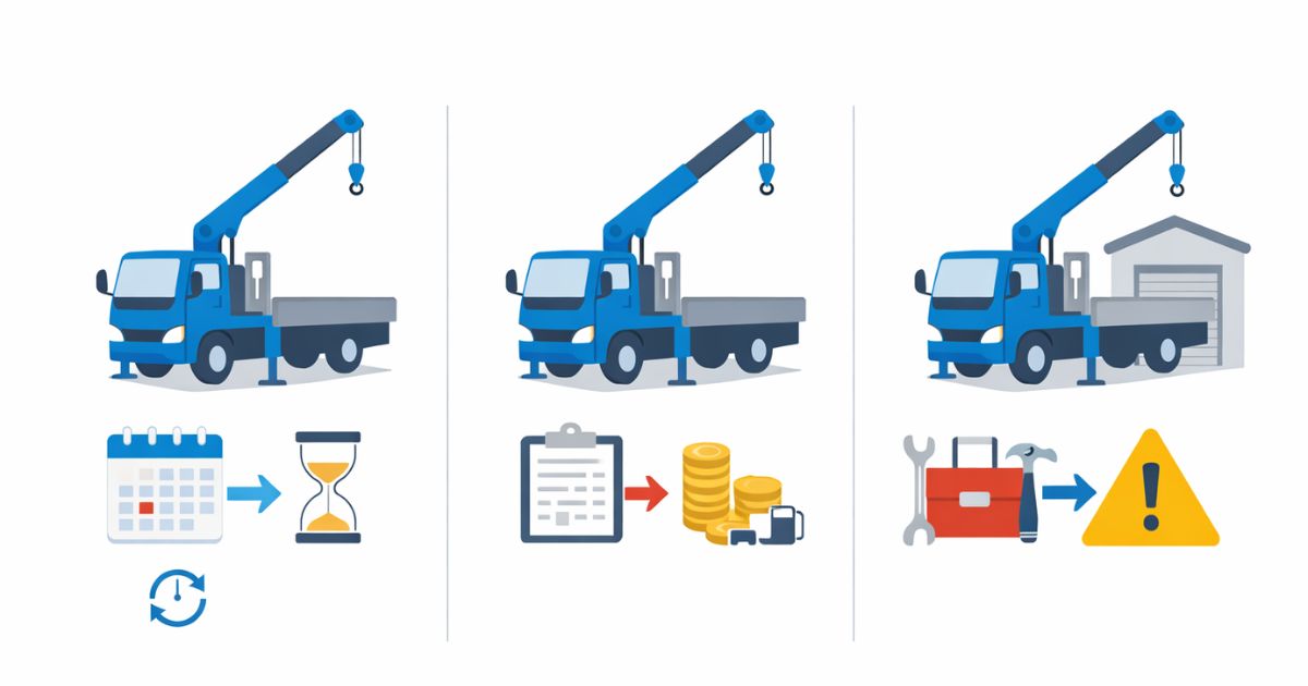 3tユニックのレンタル・リース・購入の向き不向きを比較した図解