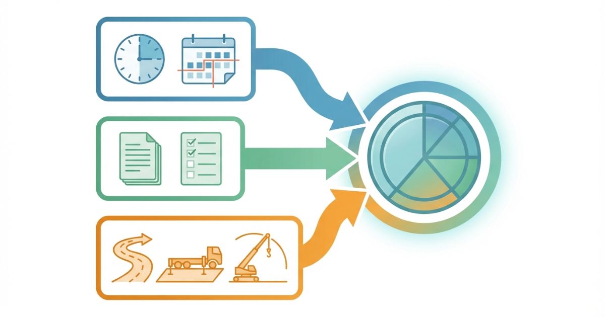 半日・1日レンタルの総額が時間定義と含有範囲と現場適合で決まる判断軸を示す図解