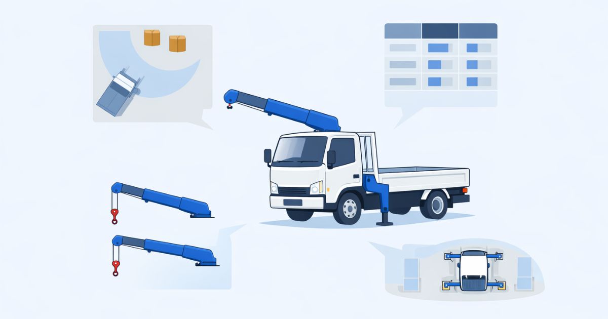 3tユニックの作業半径判断で見る条件の組み合わせを示した図解