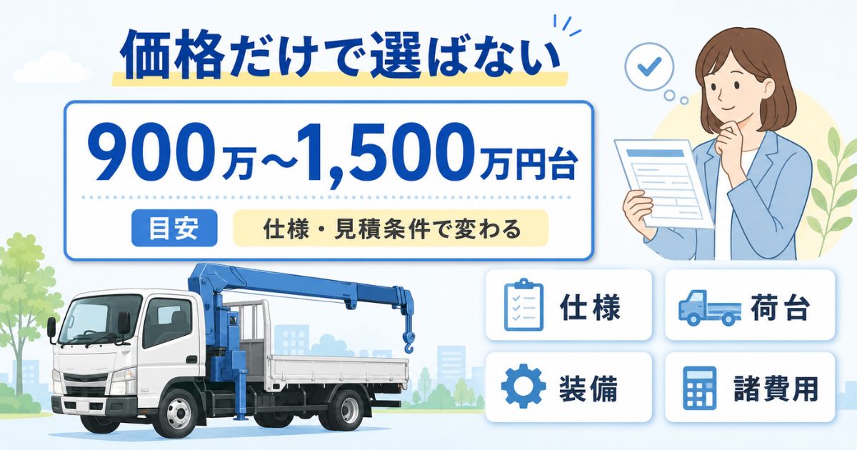 3tユニック新車価格は価格だけでなく仕様と見積条件で比較することを示すアイキャッチ画像
