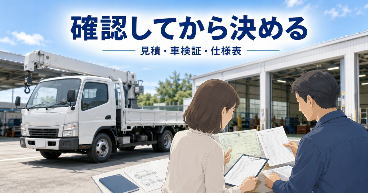 3tユニック新車購入前に見積や車検証や仕様表を確認する場面