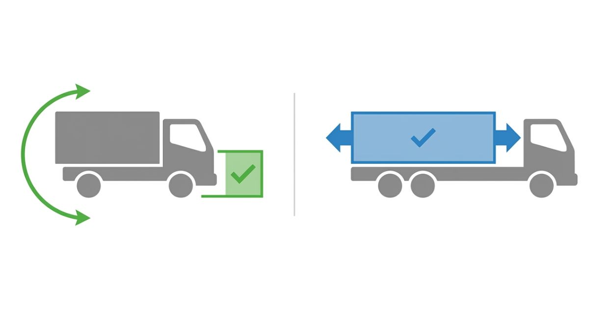 3tユニックのショートとワイドの寸法差と使い分け判断を示す図解