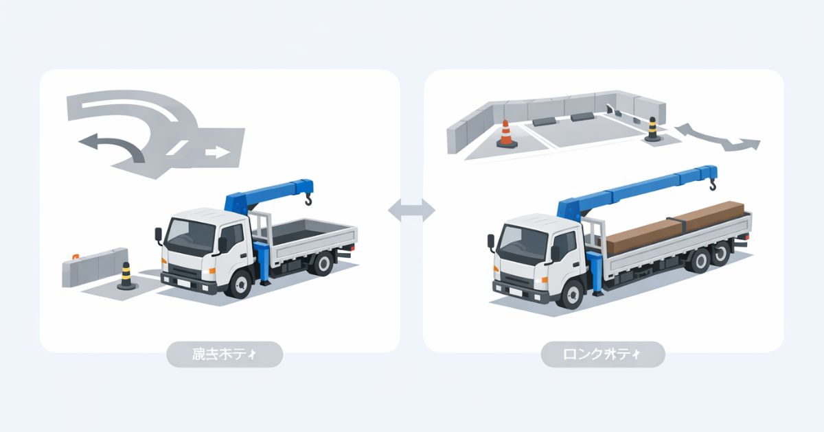 3tユニックの標準ボディとロングボディの違いを比較した図解