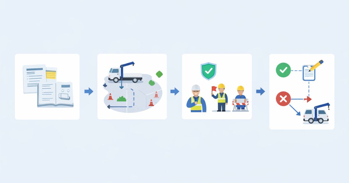 3tユニック手配前の安全確認フロー図