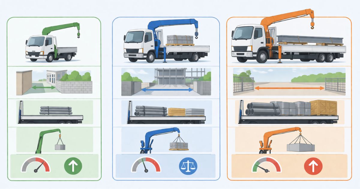 2t・3t・4tユニックの用途の違いを比較した図解