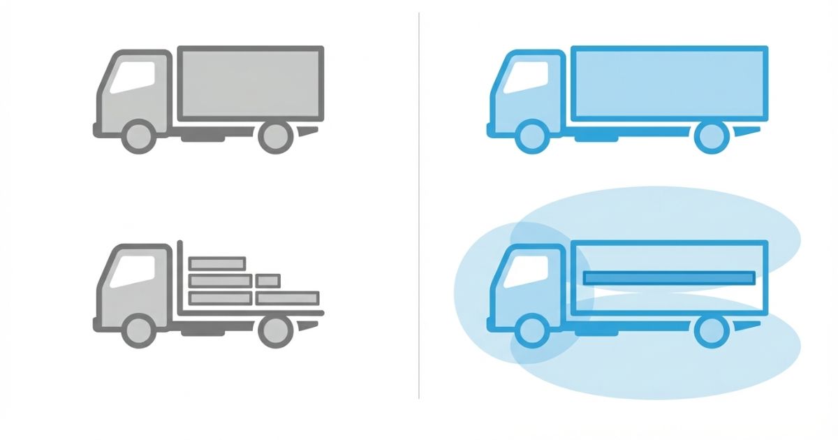 4t平ボディの標準とロングで差が出るポイントを文字なしで比較した図解